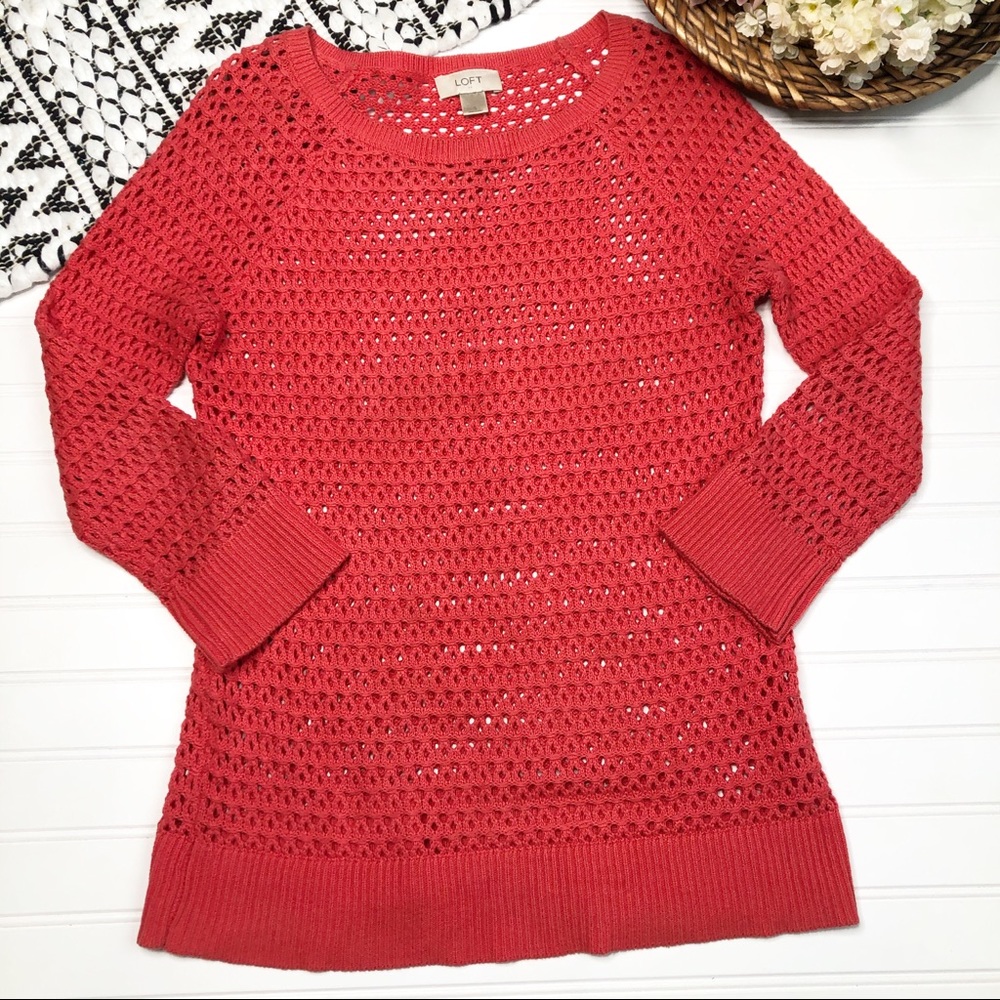 LOFT Pink Perforated Sweater